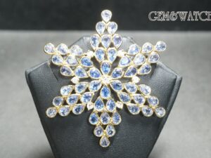 เข็มกลัดไพลินประดับเพชร